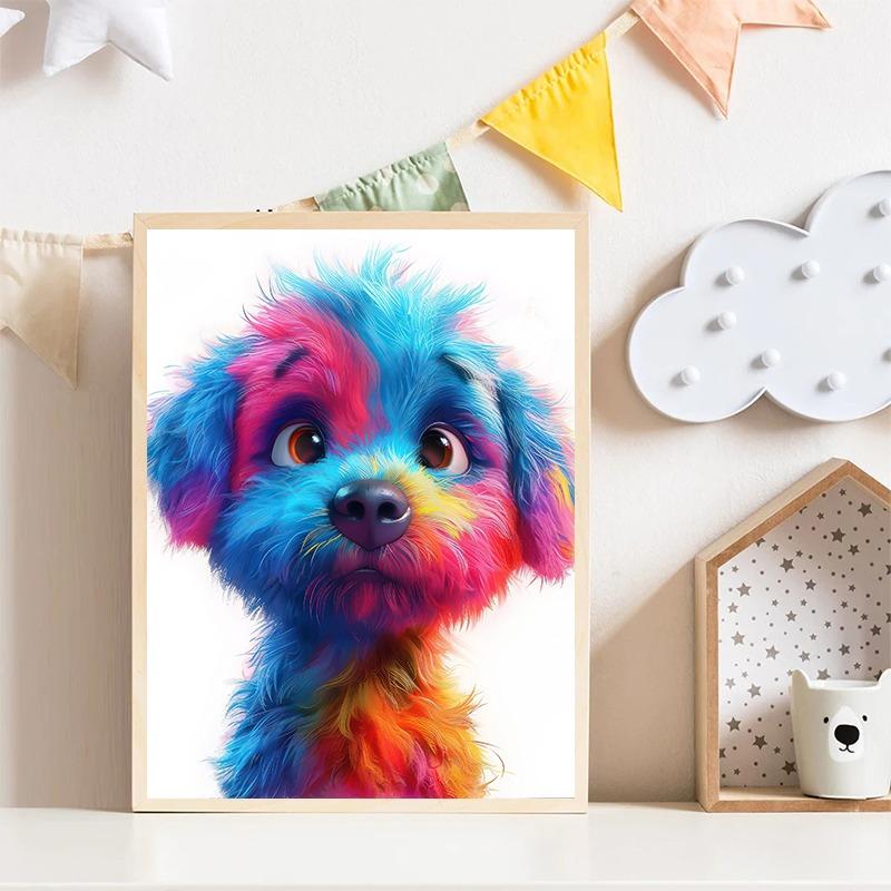 Funny Cute Colorful Pet Portrait Puppy Kitten Posters and Prints Canvas Printing Wall Art Picture for Living Room Home Decor