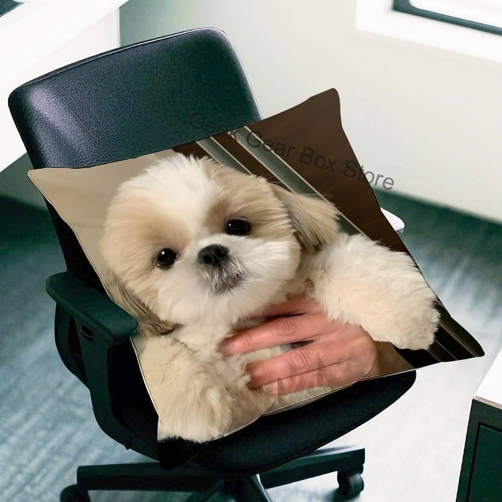 Bonita Funda de Almohada de Shih Tzu Fundas de Almohada de Felpa Decoración del Hogar Funda de Almohada para Sofá Cama Silla Sala de Estar