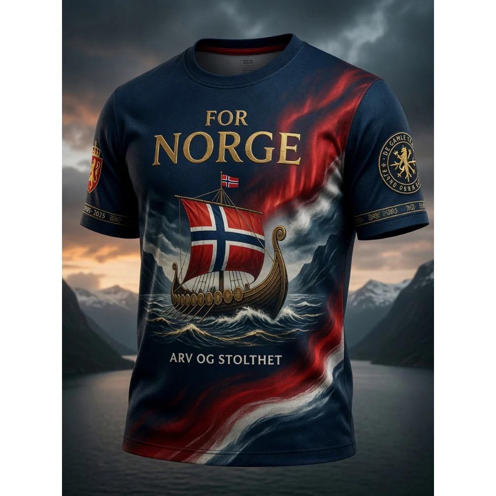Stile Retro Vichingo Nordico 2026 Maglia da Tifoso Norvegese Casual Calcio Manica Corta Traspirante Asciugatura Rapida Alla Moda per uomo