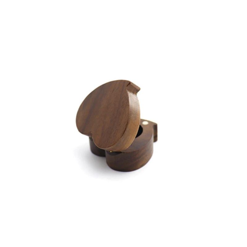 Walnut Wood Carved Love Heart Ring Storage Display Box Jewelry Holder Case Organizer Personalized Optional