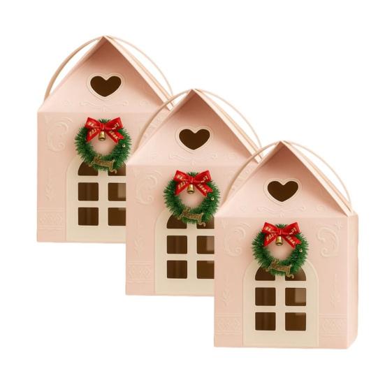 Christmas Cottage Gift Box 3D Pop Up House Boxes Festive Paper Craft with Snowflake Designs Reusable Holiday Packaging for Cookies Candies Small