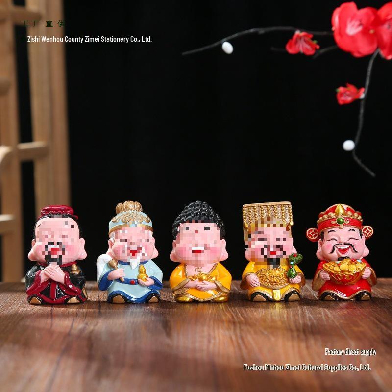 Five Fortune Gods Figurine for Office or Home Decor, Perfect for Entrances, TV Cabinets, Shop Openings, and Housewarming Gifts