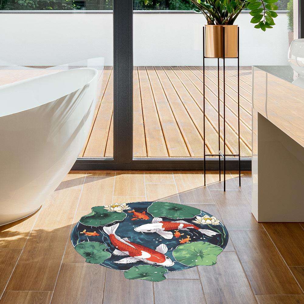 Cartoon Carp Lotus Leaves Bedroom Living Room Home Wall Background Beautification Decoration Wall Stickers