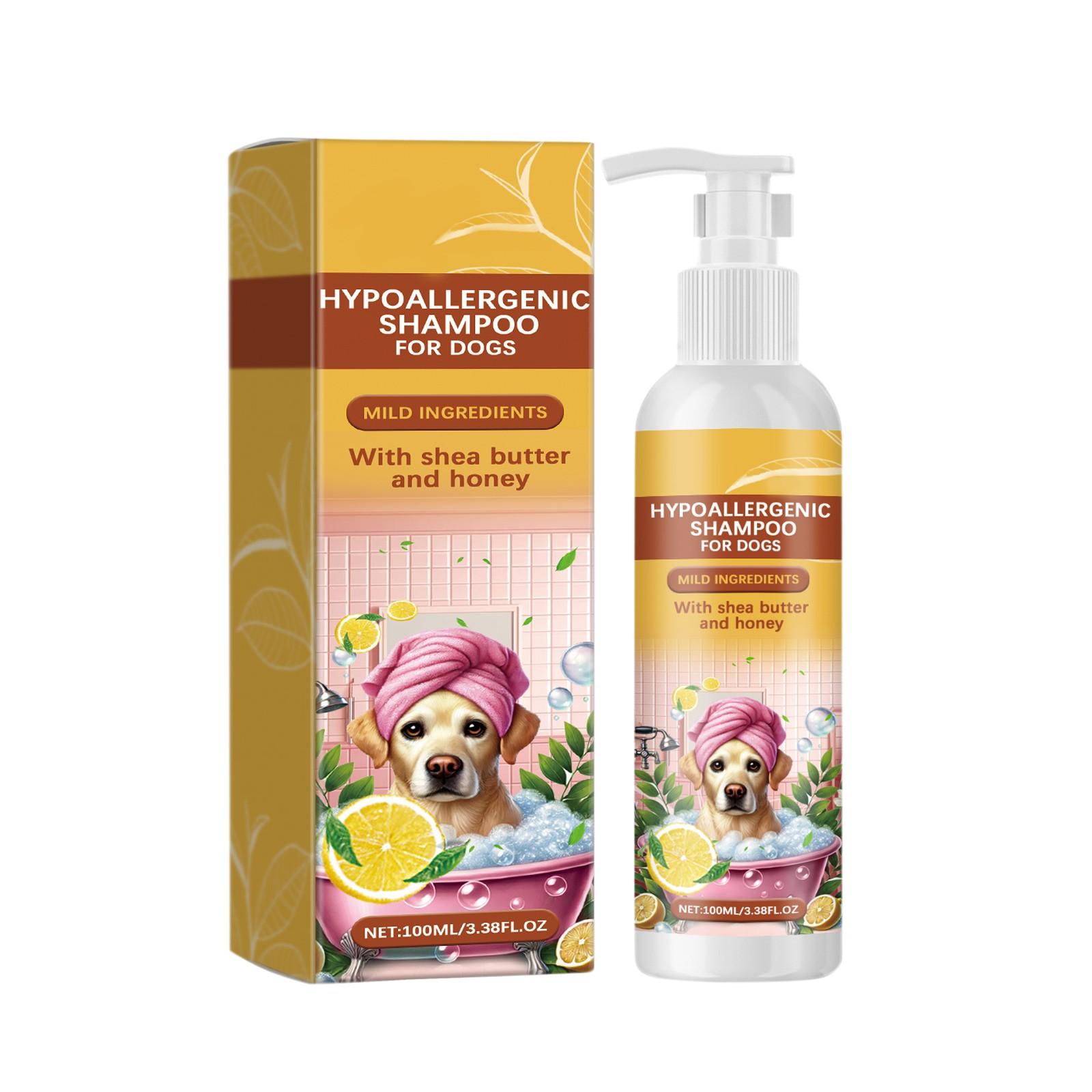 

Гипоаллергенный шампунь для собак, подходит для всех типов собак, нежный и не раздражающий гипоаллергенный шампунь без сульфатов, 100 мл белый