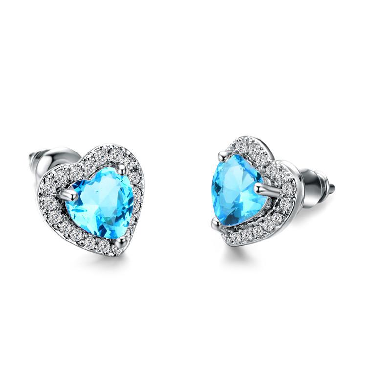 Luxury Female Black/Green/Red/White Stud Earring Fashion Color Small Heart Earrings For Women Vintage Wedding Jewelry