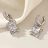 1 Pair Fashion Square Dangle Earrings for Women Cubic Zirconia Jewelry Daily Wedding Party Accessories