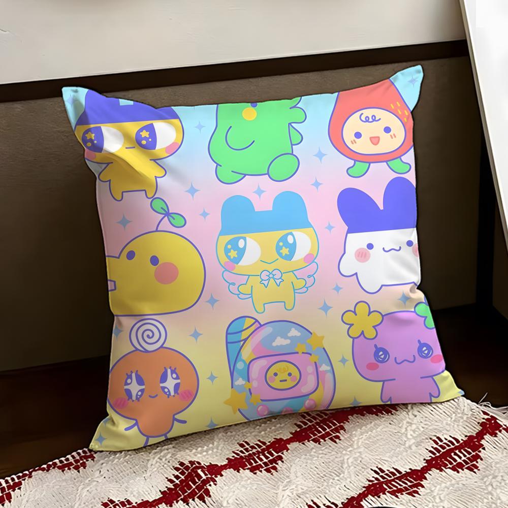 Cute TTamagotchi Cushion Cover Reversible Soft Durable Pillow Cover Home Car MultiScene Use for Daily Comfort