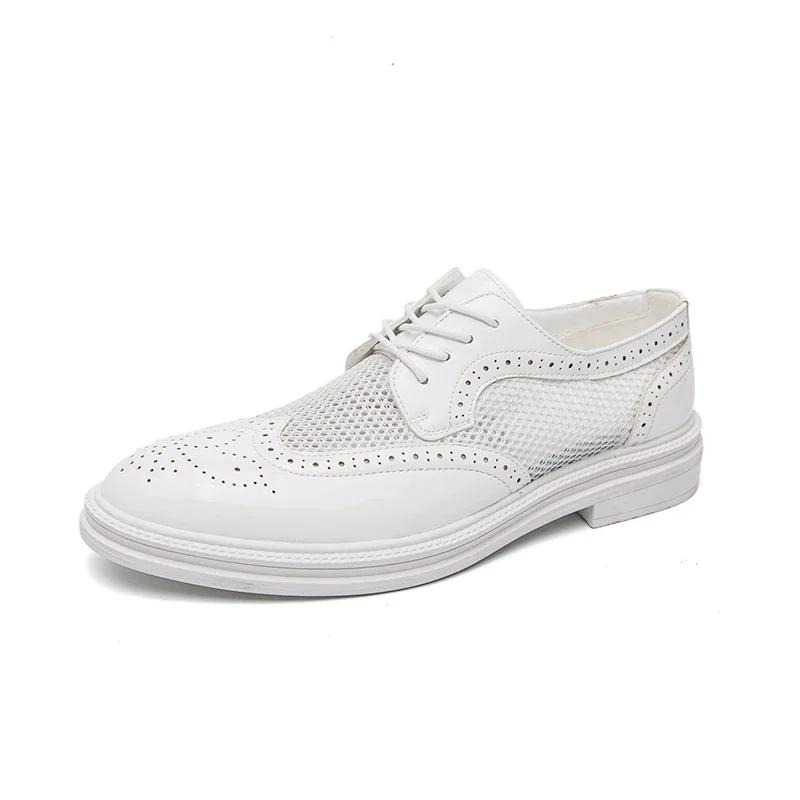 

Мода Мода Дерби Кожа Мужская Обувь Лето Дышащая Белая Броги На Шнуровке Однотонная Нарядная Обувь Деловая Повседневная Вечеринка Свадебная Обувь Мужская 39 белый