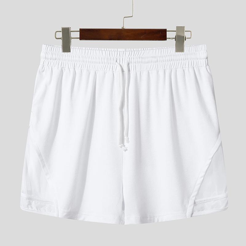 

INCERUN Мужские шорты на кулиске с эластичной талией, сетчатая вставка, мини-брюки, пижама белый