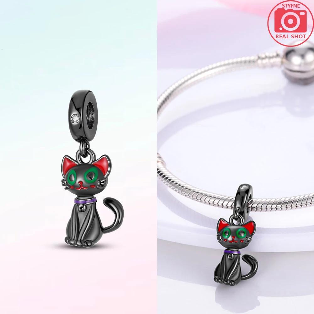 Original Animals Black Cat Dog Elephant Panda Charms Beads Copper Fit Bracelet Jewelry Women'S Accessories Diy