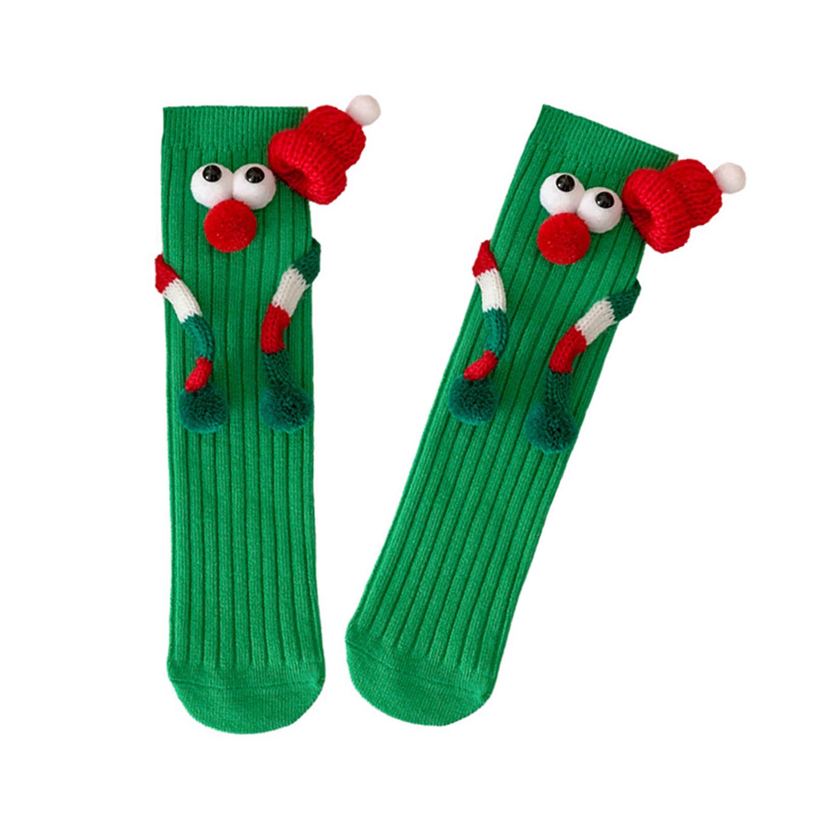 Children Christmas Socks Creative Cartoon Hands 3D Big Eyes Middle Tube Socks Funny Hosiery Stockings Holiday Party Gift