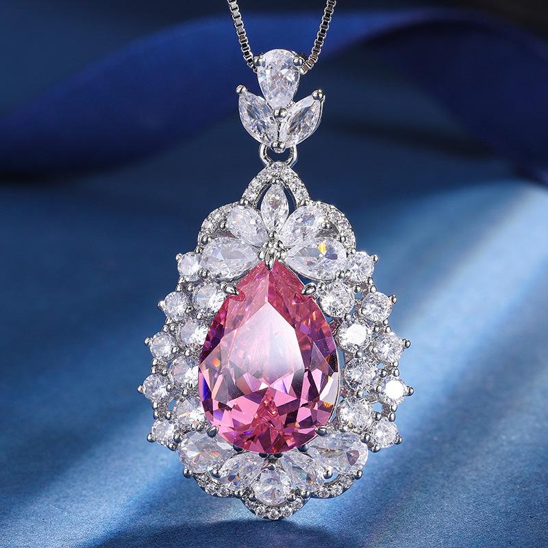 Jewelry Copper Bottom Gold-Plated Set Simulation Color Treasure Water Drop Light Luxury Temperament Set Female 13 * 18