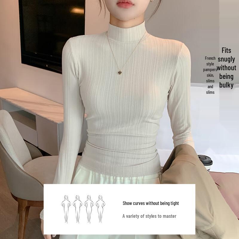 Yu Zhaolin Women's Semi-High Neck Slim-Fit Knit Top