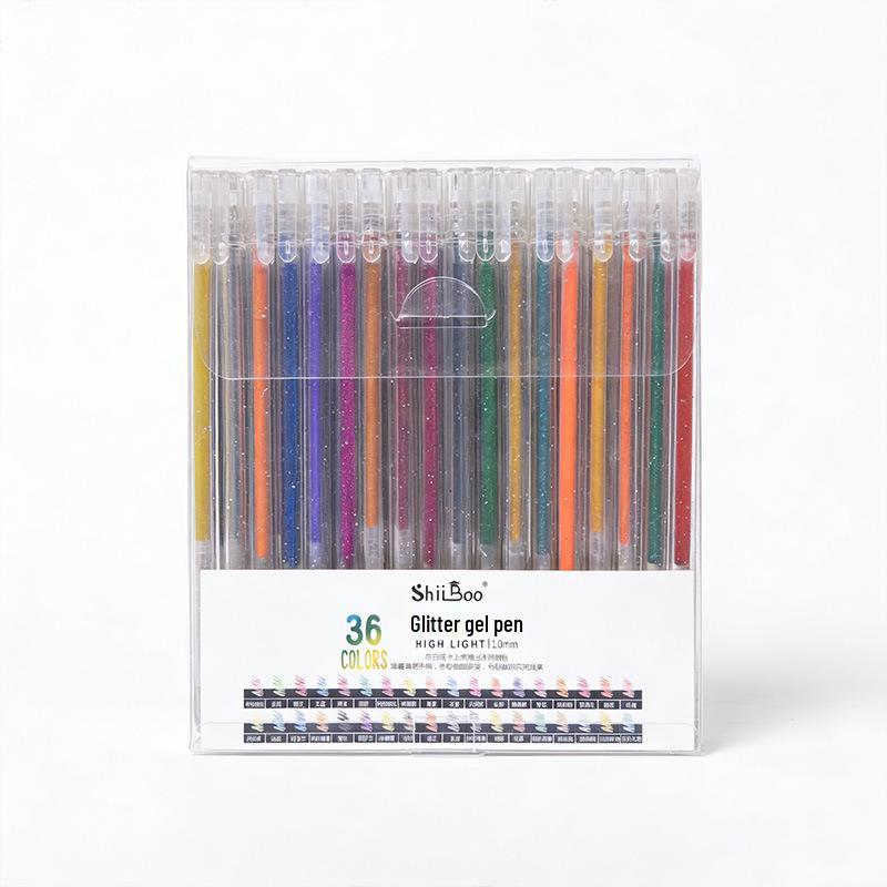 Fluorescent Glitter Gel Pen - Flowing Sand Pearlescent Colors for Students and Journals