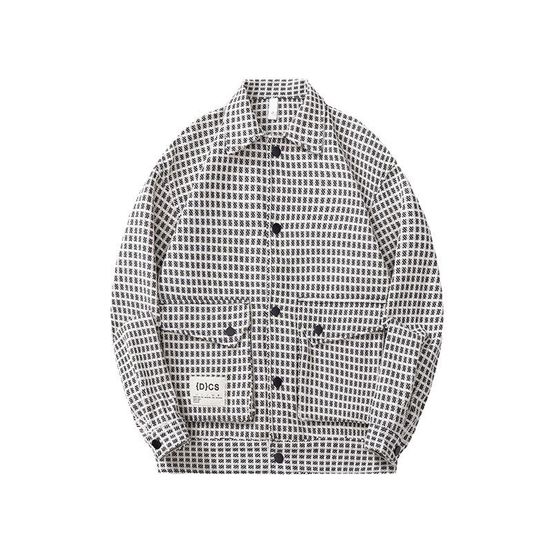 Casual Tooling Jacket Men'S Loose Large Size American Retro Youth Plaid Casual Jacket Tide