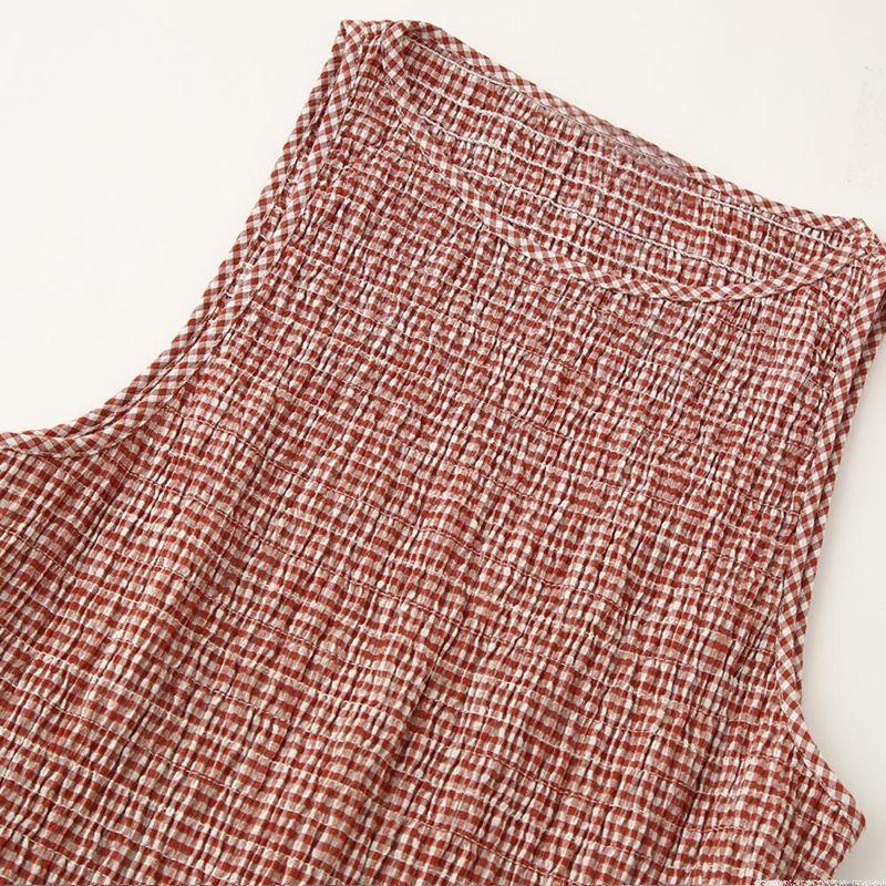 Kaslead New Arrival Women's Clothing Fashion Style Fashion Minimalist Grid Midi Skirt Dress 3067329061