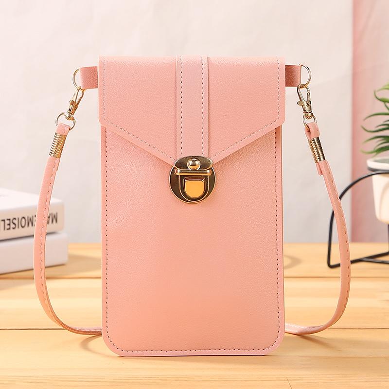 Stilvolle Umhänge-Handy-Geldbörse mit Drehverschluss für Damen, trendige PVC-Vintage-Studenten-Clutch