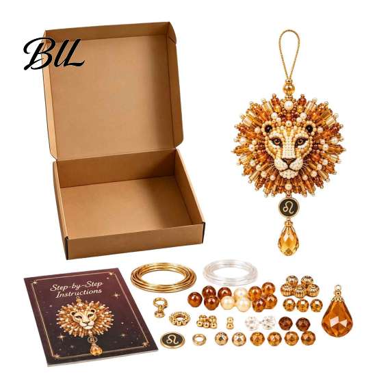 Personalized Birthday Gift for Girls 12 Zodiac Beaded Ornament DIY Kit, Constellation Pendant Making Craft Set Complete Jewelry Bundle Keychain