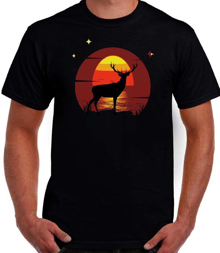RETRO FAN DEER SUN ART GRAPHIC DESIGN 