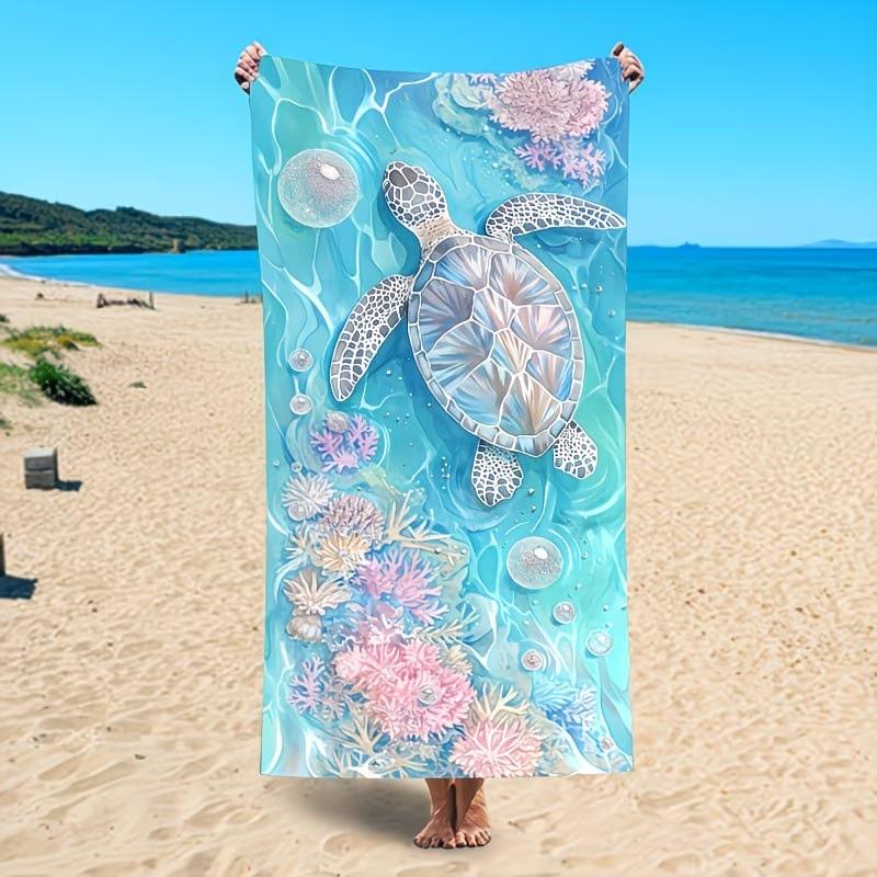 Extra Large Beach Towel Giant Turtle Print Bath Sheet Big Size Microfiber Pool Towels Oversized Soft Lightweight Travel Blanket