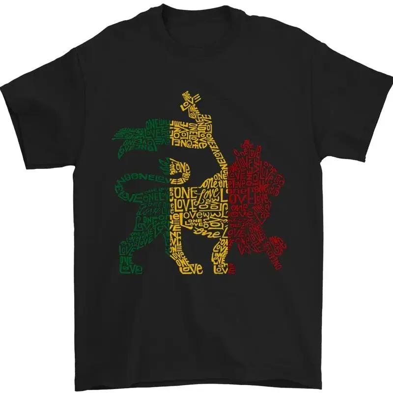 Rasta Lion Jamaica Reggae Music Jamaican Mens T-Shirt 100% Cotton - Men s Summer Cotton Graphic Tee S
