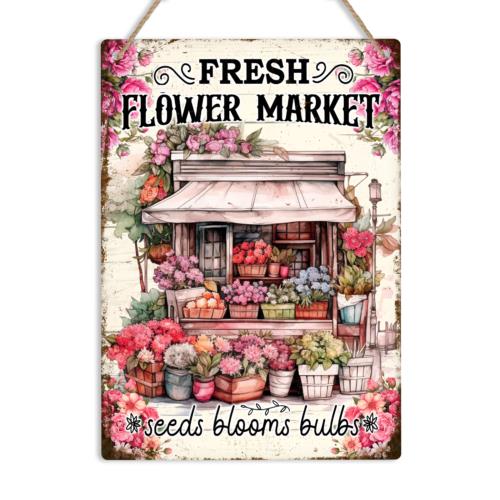 

Fresh Flower Market Metal Sign Vintage Floral Wall Plaque Rustic Florist GiftAluminum 30x40cm(11.8x15.7inch)