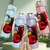 1PC Red Boxing Gloves Art Print 750ml Color Plastic Sports Water Bottle Leakproof Flip Straw Lid Suitable for Sports Office Home Use