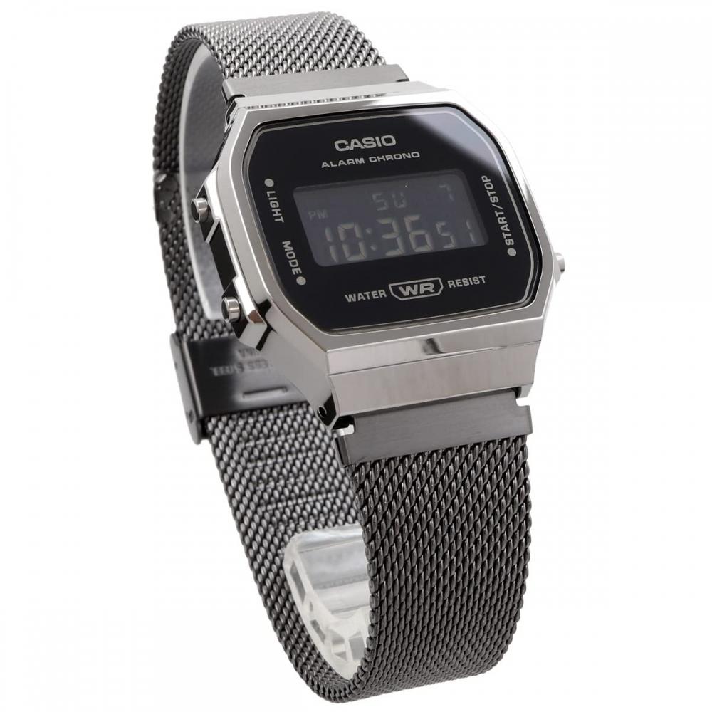 Casio Digitaluhr Standard A168WEMB-1B Herren Damen Kinder Mesh Metallband Schwarz Überseemodell