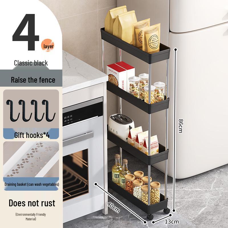 Multi-Layer Floor-Standing Trolley: Kitchen, Living Room, Bath Storage Rack