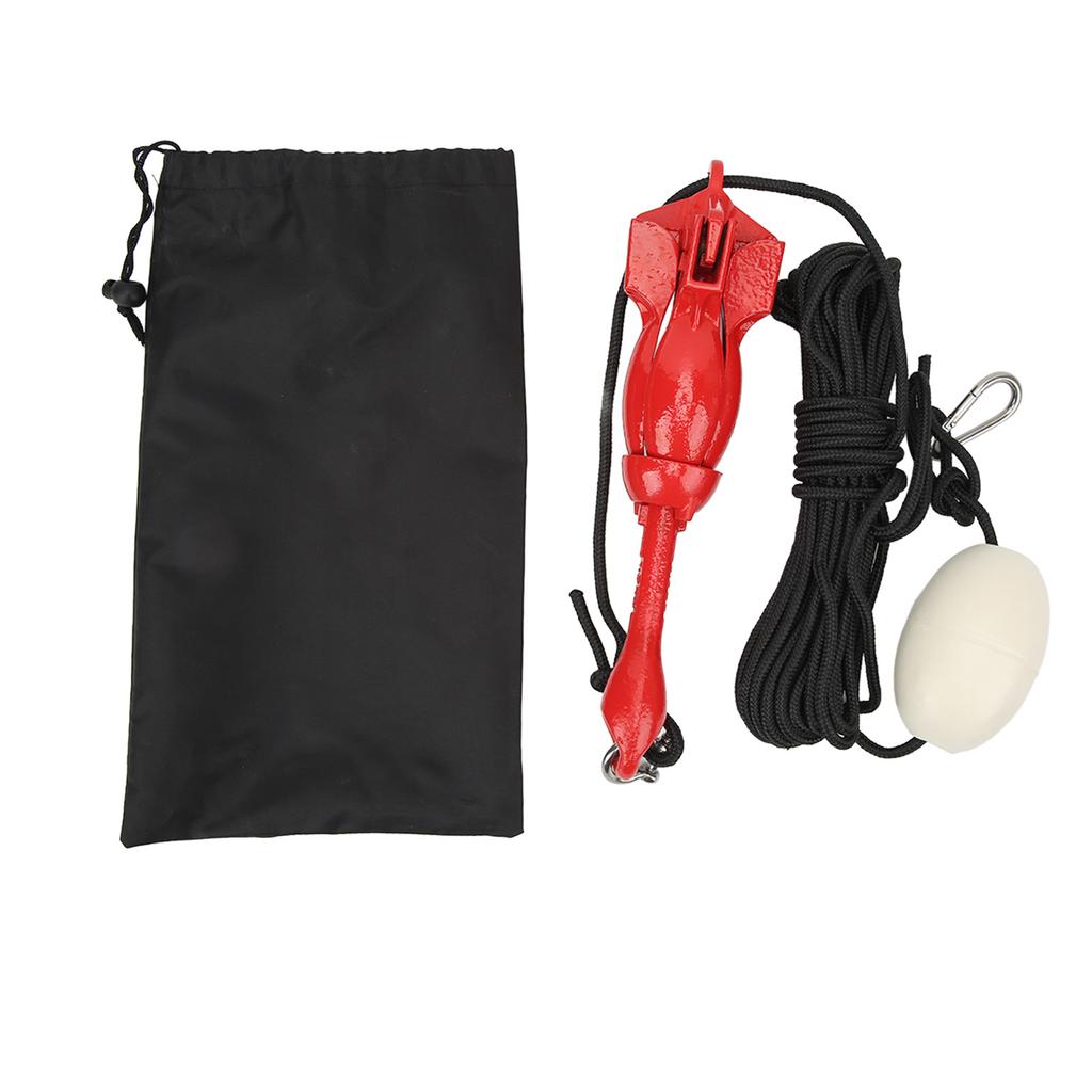 Bootsanker mit 39,4ft Schleppseil Tragetasche Kohlenstoffstahl Faltbarer Greifanker für Kajak Marine