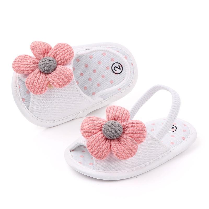 Babysandaler Søtt blomsterdesign Myke bomullssandaler Vår/Sommer Jentebaby 0-18M