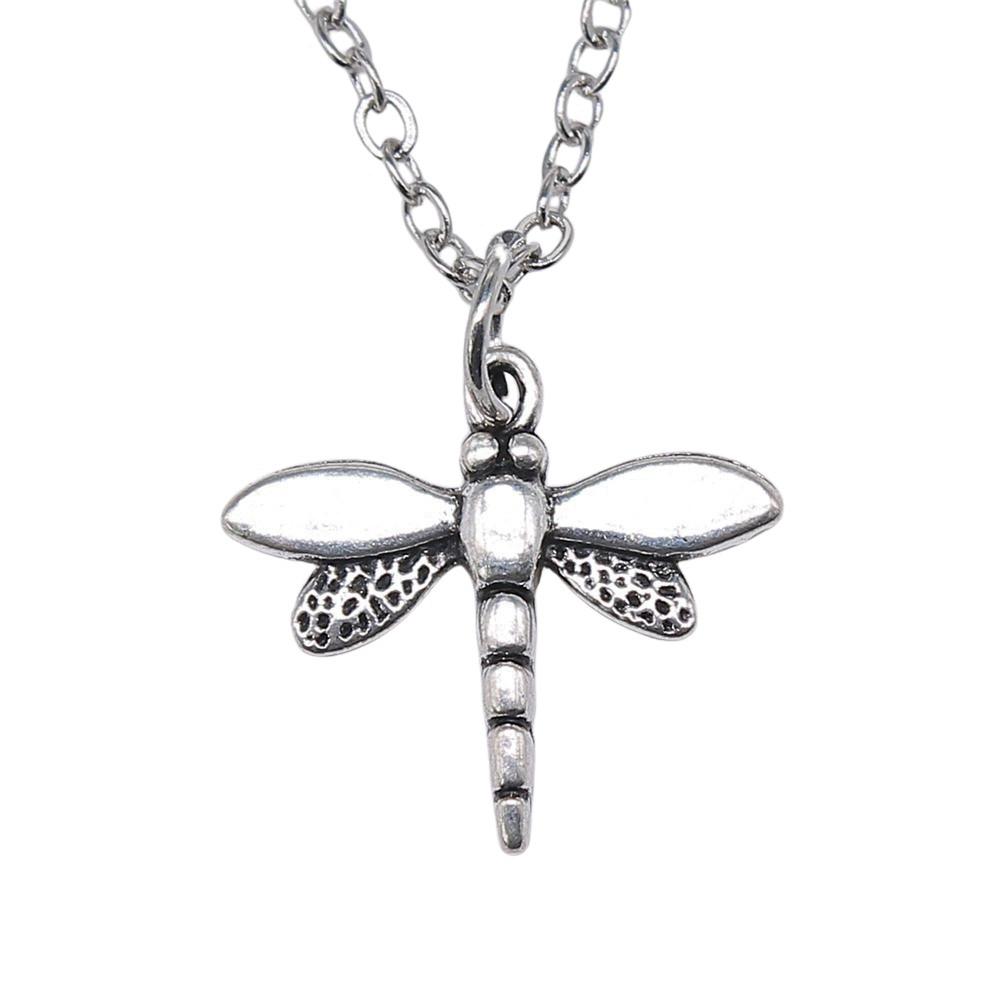 Dragonfly Pendant Necklace Insect Nature Inspired Delicate Jewelry 40cm Short Chain