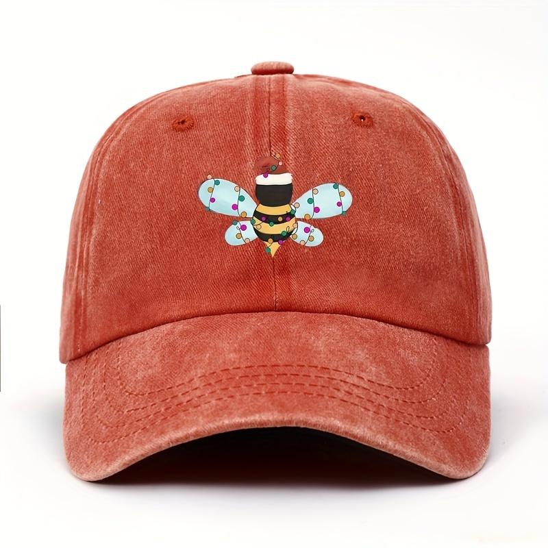 

Christmas bee print solid color baseball cap with adjustable brim suitable for both men and women, suitable for outdoor sports Adjustable оранжевый