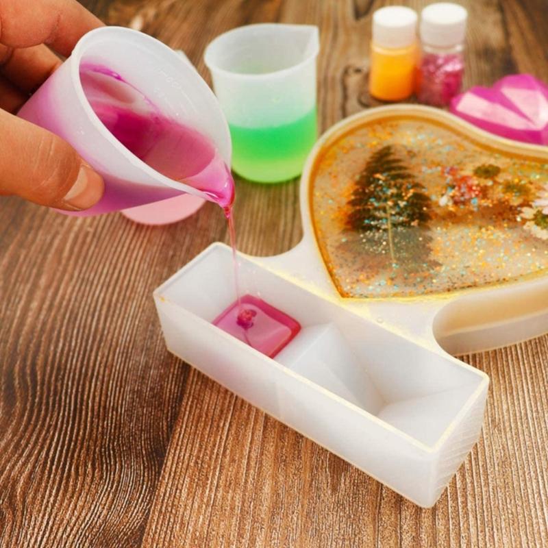 Resin Measuring Cups,Silicone Resin Mixing & Pouring Cups,Reusable for Epoxy,Jewelry Casting Molds,Making Handmade Craft
