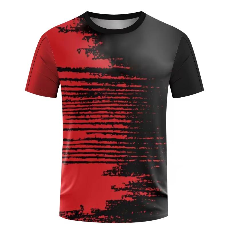 Simple Quick Dry Sports T Shirt For Men Summer Short Sleeve Fashion 3D Printed Table Tennis T-shirt Loose Casual Breathable Tees