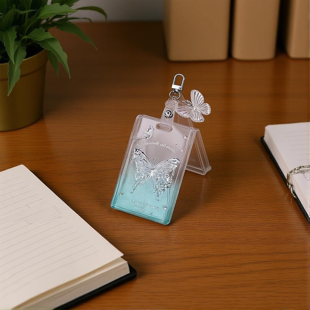 Transparent Photocard Holder Kpop Idol Card Holder Cute Butterfly Slider Design Protective Case Student Backpack PendantKeychain