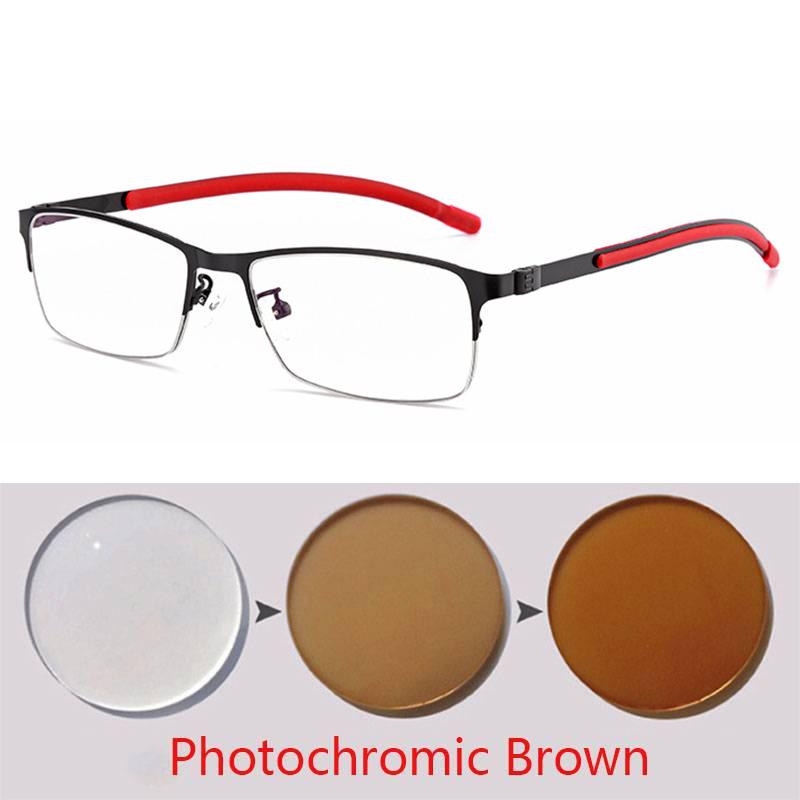 Titanium Alloy Photochromic Myopia Eyeglasses Women Men Prescription Spectacles Eyewear -0.5 -0.75 -1 -1.25 -1.5 -2 -2.5 To -6