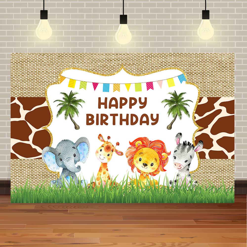 Safari Wild One Birthday Photography Backdrop Jungle Animals 1st Birthday Party Newborn Baby Room Wall Gifts Custom Background