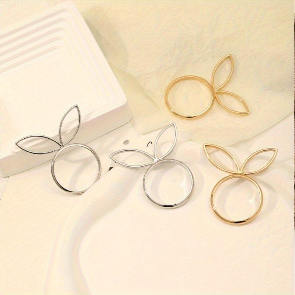 4Pcs Rabbit Ears Napkin Rings Bunny Head Napkin Holder Rings Buckles for Easter Holiday Wedding Party Dinning Table Decoration
