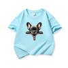 Kids Cotton T Shirt Adorable French Bulldog Zipper Print Crew Neck Short Sleeve Tee Casual Boys Girls Summer Tops