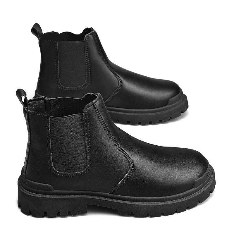 

Модные недорогие осенне-зимние ботинки челси для мужчин, обувь для инструментов, высокие кожаные ботинки без застежек, удобные повседневные мужские ботильоны 2024 39