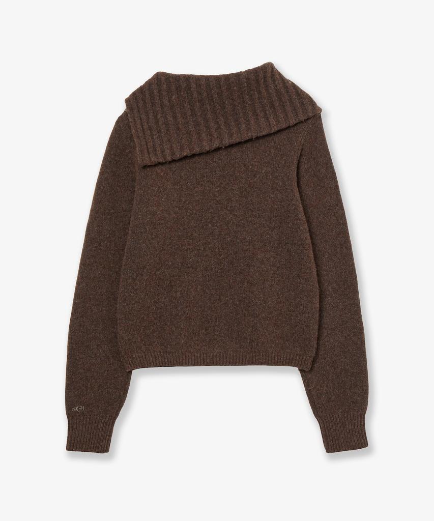 AEAE High Neck Knit Zip Up [Brown]