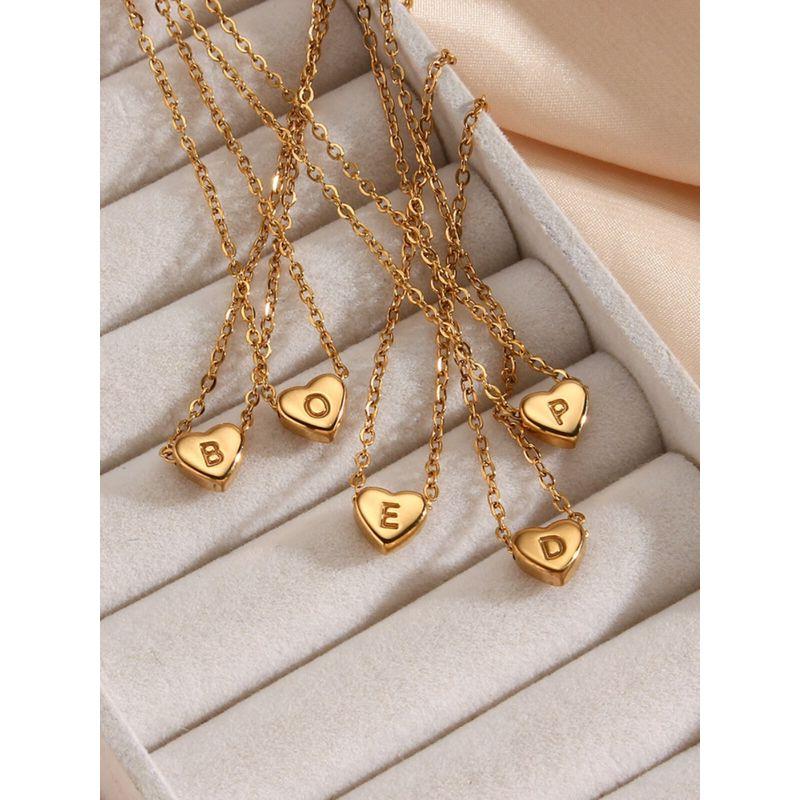 Fashion Letter Necklace Non-Fading Gold Exquisite Heart-Shaped Pendant Heart Chain Easiest for Match Accessible Luxury Clavicle Chain Female