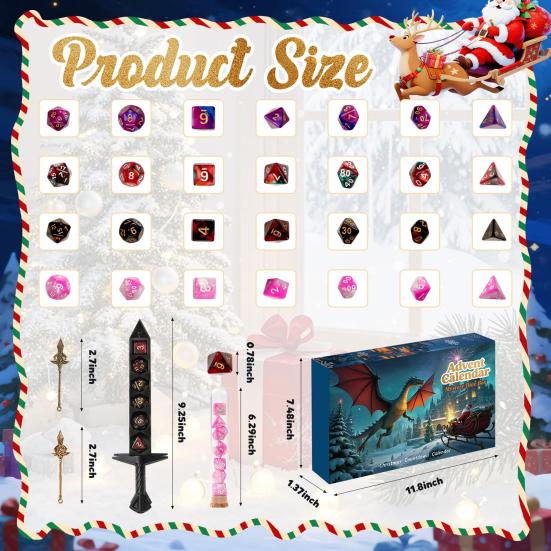 2025 DND Dice Advent Calendar 24 Days Educational RPG Game Sacred Box Unique Gift for Dungeons And Dragons Fans