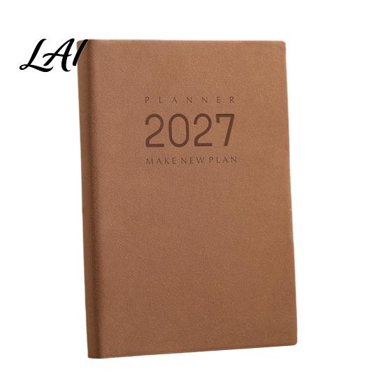 Academic Task Planner 2027 Daily Monthly Agenda Vintage Sheepskin Texture Cover A5 Portable Thick Paper Book for Business Office And Personal