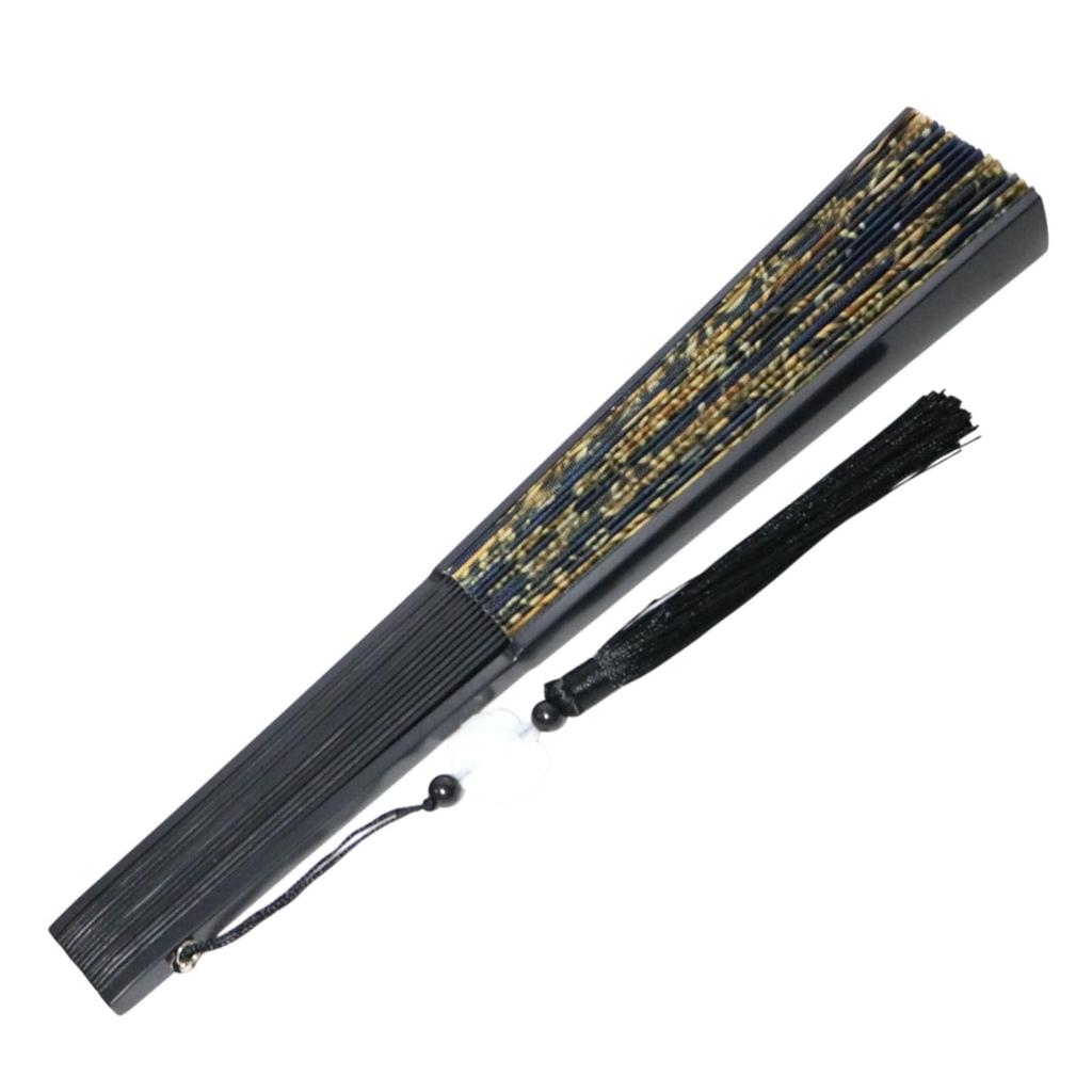 Double Golden Dragon Fan for Men Dragon Tiger Design Japanese Style Foldable Tassel Lightweight Large Size Summer Festival Lucky Charm Feng Shui Blue