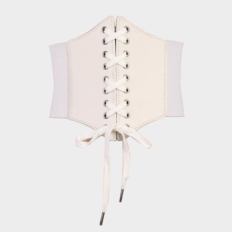 Summer Retro Tight Body Wide Waist Seal Women'S Elastic Elastic Belt With Court Belt