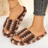 Fashion Retro Soft Bottom Cotton Slippers Women 2025 Striped Mix Color Women's Cotton Slippers Open Toe Slip On Plush Slides Mujer