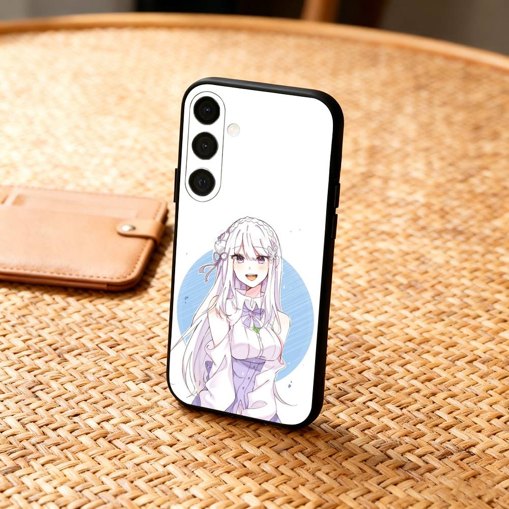 Re Zero Rem Emilia  Phone Case For Samsung  A73,A21s,A22,A31,A32,A52,A53,A71,A80,Soft Black Shell