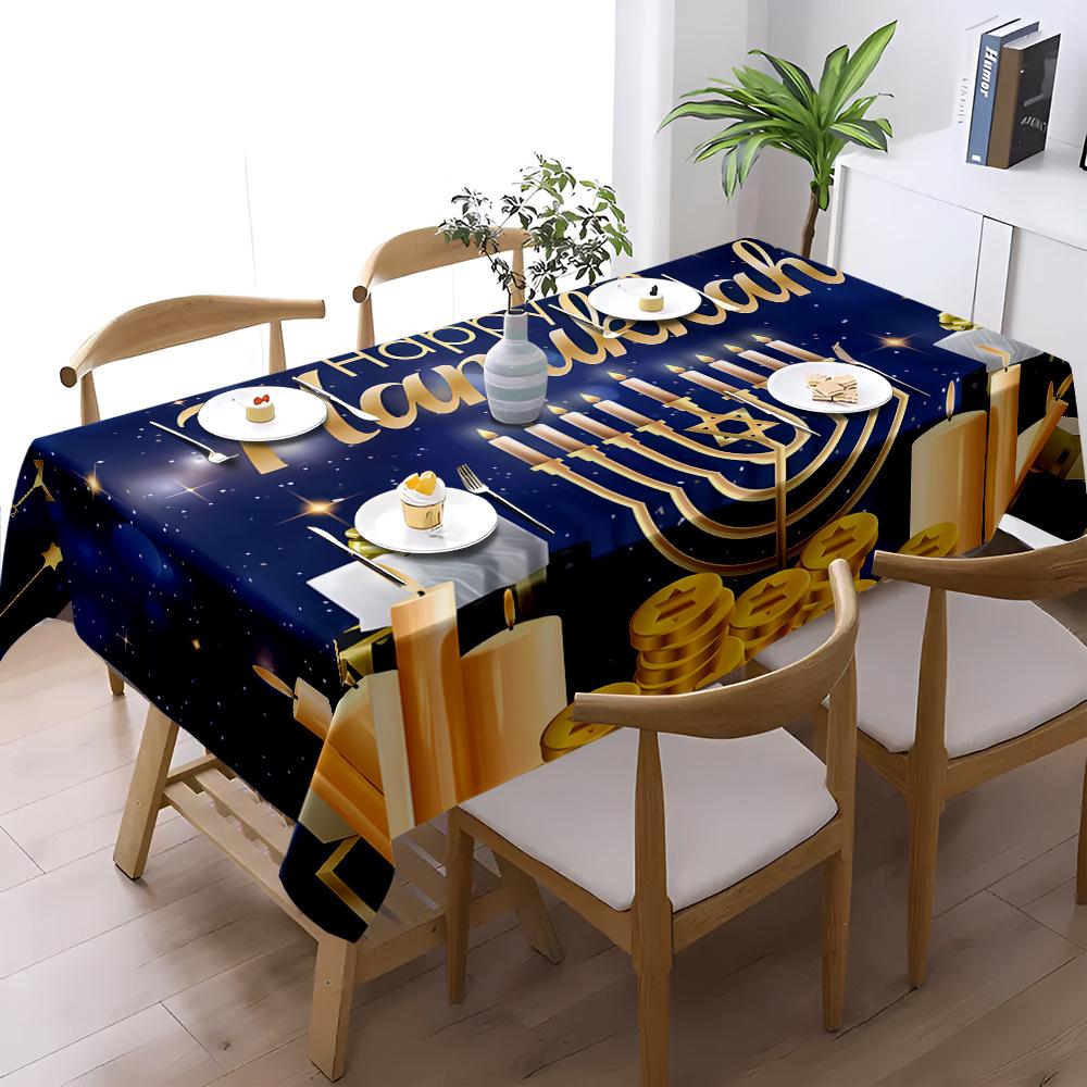 Jewish Pattern Rectangle Table Cloth for Table Decor Home Kitchen Dining Waterproof Reusable Tablecloth for Tables Dining Room